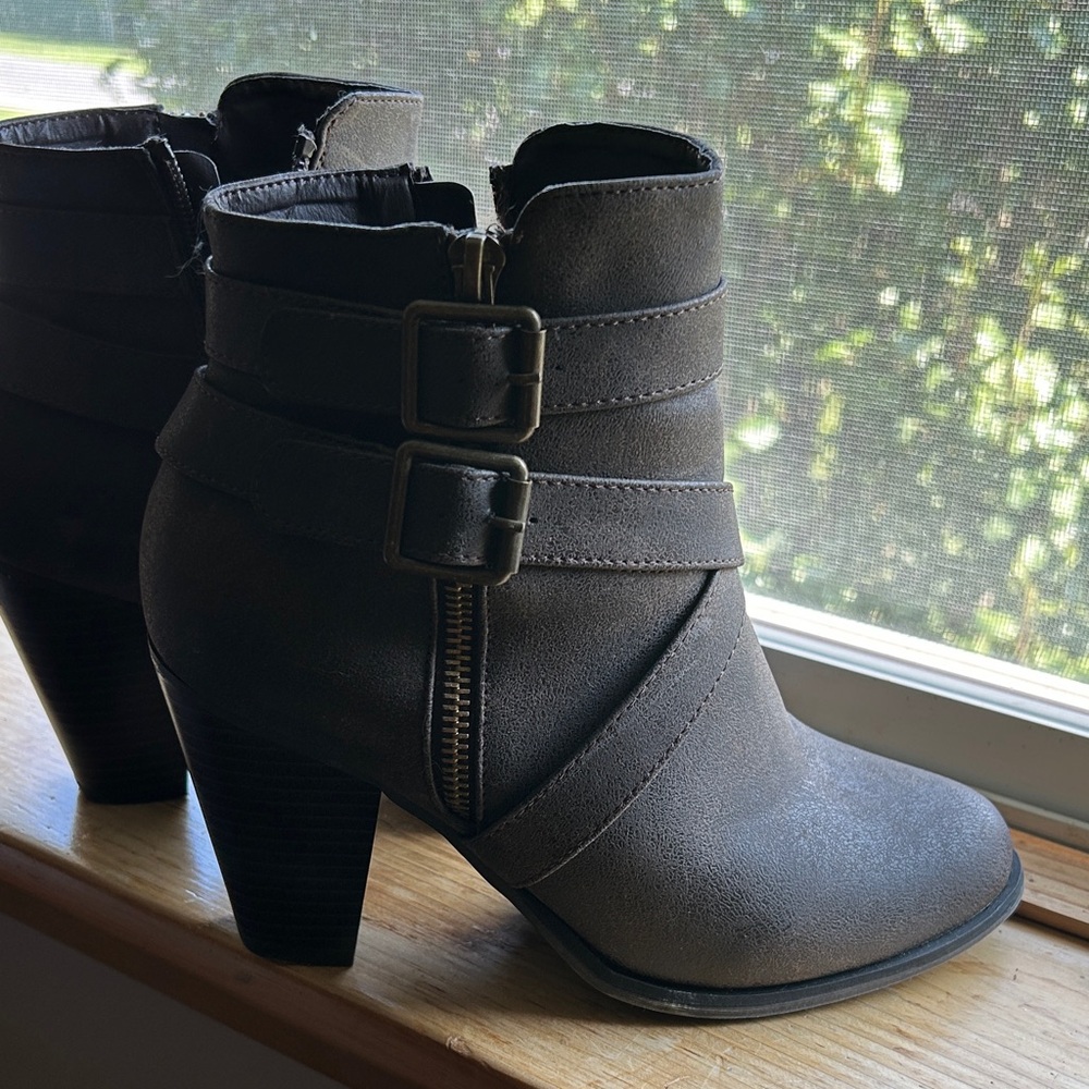 Forever Double Buckle Brown Ankle Booties